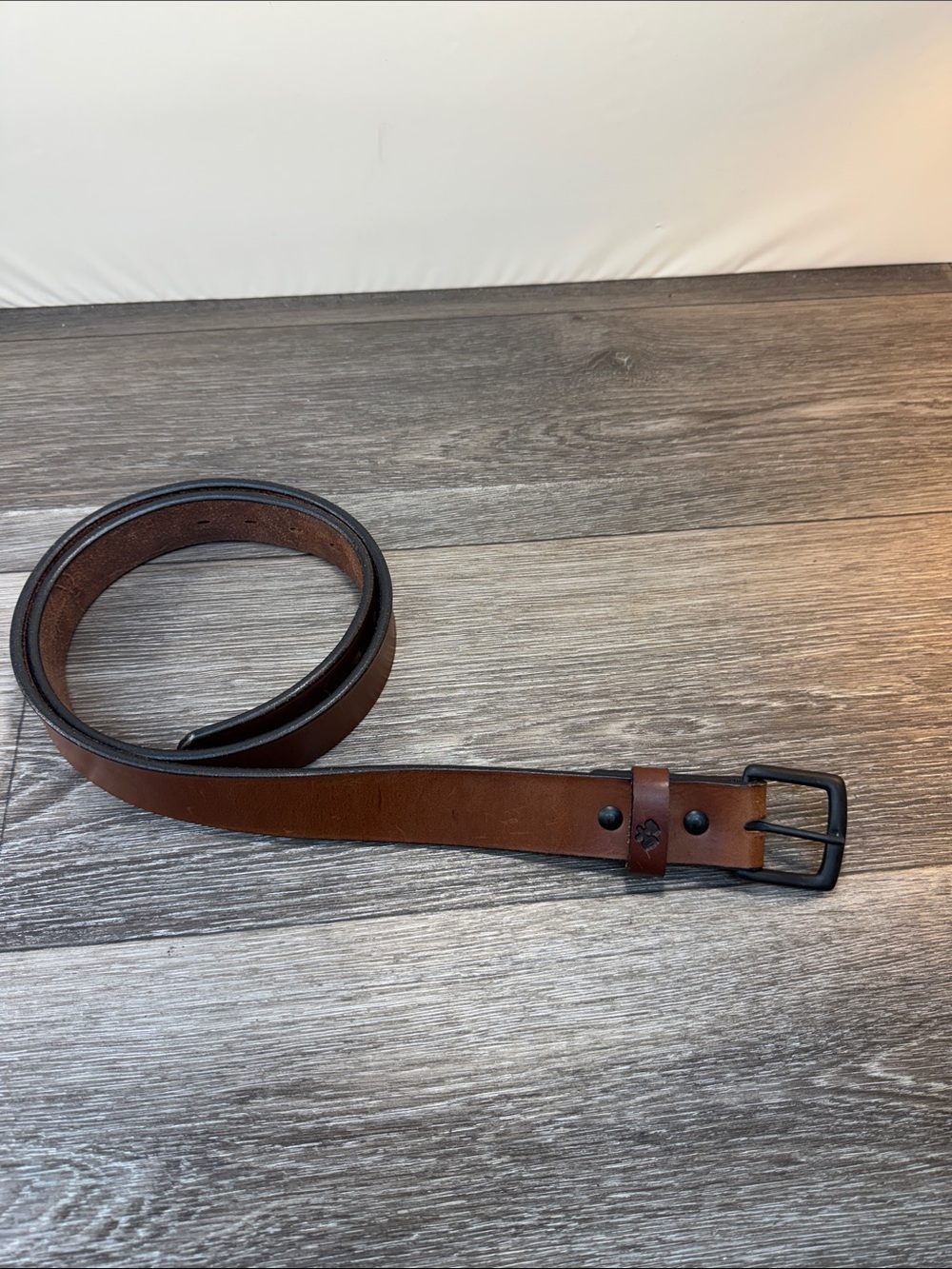 Men's Brown Leather Belt with Matte Black Buckle 42